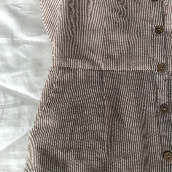 Button Front Tie Shoulder Pinstripe Jumpsuit - Picture 6 of 6